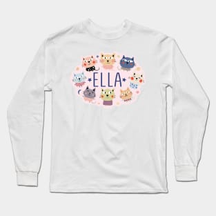 Ella name with cartoon cats Long Sleeve T-Shirt